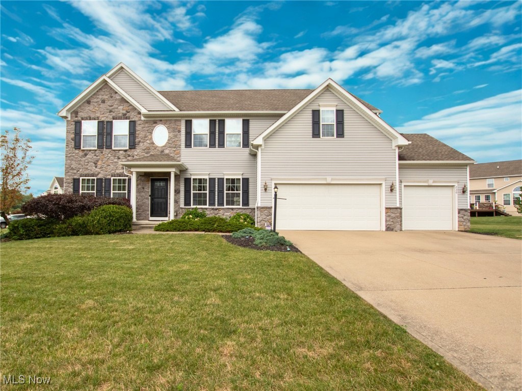If you are looking for a large, beautifully maintained home, then look no further than this 5-bed, 2 full, 2 half bath Colonial located in the desirable Waite Farms development in Brunswick. This beauty boasts 3,386 sq ft of above ground living space, an open floor plan, a 3-car garage, a partially finished basement & sits on a large 0.55-acre pie-shaped lot! Once you step into the foyer, notice the hardwood floors, a formal dining room to your right & a living room to the left. Ahead is the spacious family room with a stone, gas fireplace. Open to the family room is the large eat-in kitchen. The kitchen features lovely hardwood floors, mahogany cabinets, tile backsplash, granite countertops, a large breakfast bar & walk-in pantry. Plus, all stainless steel appliances stay! The kitchen is open to the morning room & family room, making it the perfect layout for entertaining & family gatherings. Completing the main floor is a half bath & a bonus room that would make a great home office or could be used as an additional bedroom or guest room. Upstairs, you will find a spacious master suite. The master bath has a walk-in shower, a soaking tub & a large walk-in closet. There are 4 additional bedrooms, all with ample closet space & another full bath. Plus, for added convenience, an upstairs laundry room - washer & dryer are included. Downstairs, you will find a recreation room perfect for hosting game days with friends and a half bath. Plus so much additional storage space! Outside, enjoy the concrete stamped patio with a fire pit area & a very large half-acre lot ideal for family games and fun! The 3-car garage adds additional storage space for lawn care tools. This great home is move-in ready and just waiting for new homeowners! Call today before this one is gone!