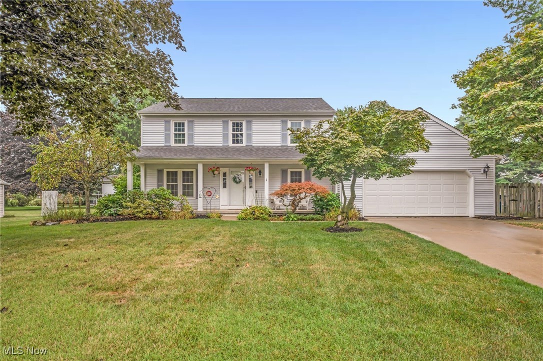 Welcome to 2235 Violet Court in Avon, a beautifully updated home that blends classic charm with modern amenities. This spacious residence offers multiple living areas, including a formal dining room, living room, and a first-floor office, making it ideal for a productive lifestyle. The eat-in kitchen features dark cabinetry, stainless steel appliances, new soft-close cabinets, and gorgeous granite countertops, opening into a family room with sliding glass doors that lead to the patio for seamless indoor-outdoor living. Recent upgrades include fresh paint throughout, newly remodeled bathrooms, new hardwood floors on the first level, and new carpet in the bedrooms. Upstairs, the bedrooms are generously sized, including a comfortable master retreat. The basement adds valuable living space with a convenient kitchenette, perfect for entertaining or extended guests. Outside, enjoy summer days by the above-ground 15x30 pool with a built-in deck/patio, complemented by a spacious concrete patio. Gas lines have been run outside to the left side of the patio for a hot tub and out to the pool to add heat. With its ample curb appeal, new roof (2007), new windows (2008), oversized driveway with turn around, and thoughtful updates throughout, 2235 Violet Court is a move-in-ready home offering comfort, style, and functionality. This home is centrally located to all that Avon has to offer from dining to shopping and entertainment. Don't miss out, call us today to schedule.