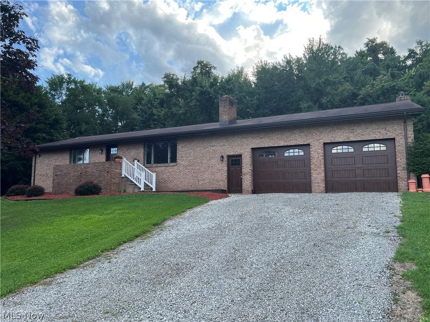 Move in ready brick ranch home sitting on 1.50 acres. Home is 1400 sq ft with 3 bedrooms and 2 full baths on the main floor with large eat-in kitchen and formal living room with fireplace. Large rec-room in basement with stone fireplace and pool table. Home has all new exterior doors along with 2 new garage doors on the oversized 2 car garage. Home has a new kitchen appliances and washer and dryer stay with the house. Home also comes with a heat pump, seamless gutters with gutter guard and a new hot water tank/