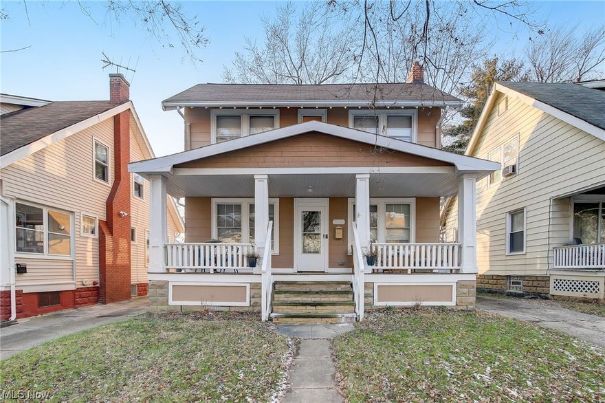 Welcome to your charming new residence! This delightful property, featuring 3 bedrooms and 1 bathroom, welcomes you with a spacious front porch—a perfect spot for enjoying quiet mornings or relaxing evenings. Step inside to discover a warm and inviting living space that seamlessly connects the living and dining areas, creating an open and versatile environment for family gatherings or entertaining friends. The kitchen, designed for both functionality and convenience, offers ample counter space and storage, making meal preparation a breeze. As you ascend the stairs, 2 well-appointed bedrooms await both include huge closets, each providing comfort and tranquility. The shared bathroom is efficiently designed to meet your daily needs. The unfinished basement provides endless possibilities for customization—create a home office, gym, or playroom. Adding to the appeal is the one-car detached garage, providing covered parking or a potential workshop space. Conveniently located in a desirable neighborhood, this home balances suburban tranquility with urban convenience. Don't miss the chance to make this house your own—schedule a viewing today and explore the potential that awaits!