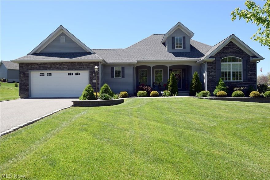 This picturesque modern ranch style home was built in 2010 and resides on a secluded cul-de-sac in an upscale development surrounded by like quality homes. Well manicured being an understatement, this home features backyard patio that wouldn’t look out of place in a magazine. Indoor and outdoor fireplaces grace the home as the inside is just as inviting. Rich cherry wood floor runs through the foyer, formal dining, living, additional dining and laundry room. Large tile can be found in the bathrooms while each of the three large bedrooms are carpeted. Each room in the home is unique in design and well lit with a foray of windows. Kitchen area features wood cabinets and granite counter tops with bar seating. The master bedroom holds a master bath with large tub/spa unit and additional shower. A double vanity completes the look. A full bath is also available to the other residents adjacent to the laundry area.  Priced the same as new build but with all the upgrades and finishes already do