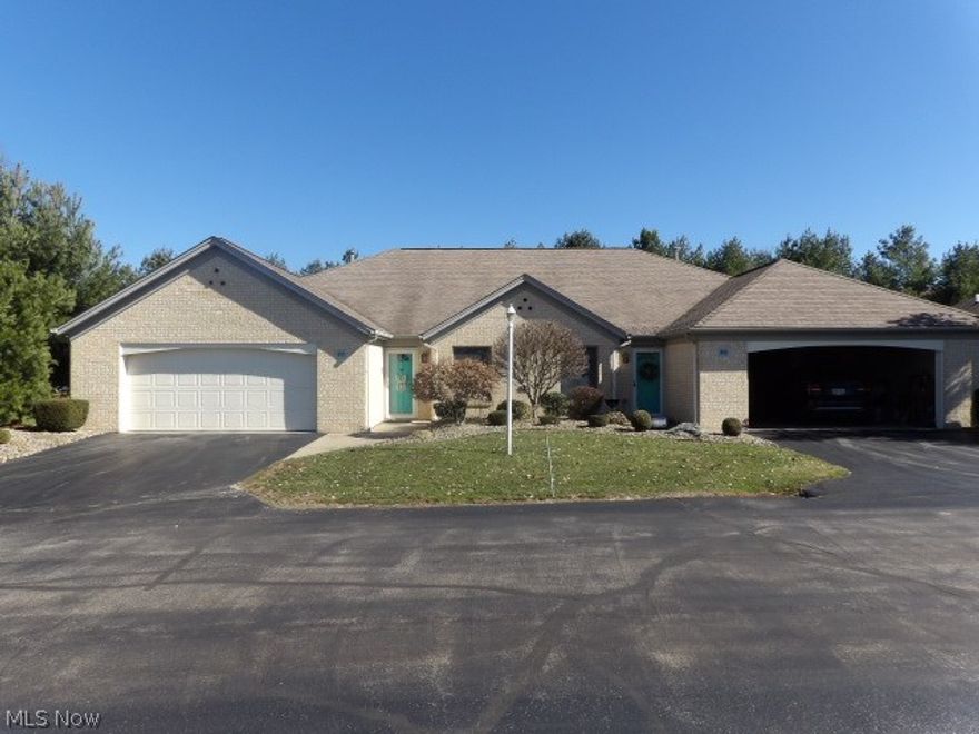 Beautiful ranch style condo located on dead end street. Spacious dining and living room combination. Eat-in kitchen, spacious master suite with walk-in closet, full bath, second bedroom. Two car attached garage.