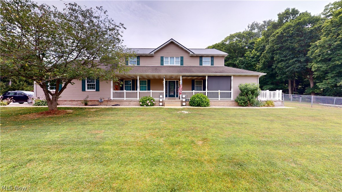 Welcome to this luxurious 5 br, 3.5 bath home that sits on a 1.2-acre flat corner lot. The main floor features a spacious private suite with side porch access. The eat-in kitchen offers granite countertops and maple cabinets, adjacent to a handy laundry/mud-room. The second-floor primary suite includes a walk-in closet, jacuzzi tub, separate shower, and dual sinks. Hardwood floors run throughout, and the home includes a heated 3-car garage, full unfinished basement, covered porches, large side patio, storage shed, gazebo, fruit trees, water softener, & MANY new updates. Just minutes from Tomlinson Run State Park with access to camping, hiking, a pool, dog park & more! All Offers Considered! Schedule a tour today!