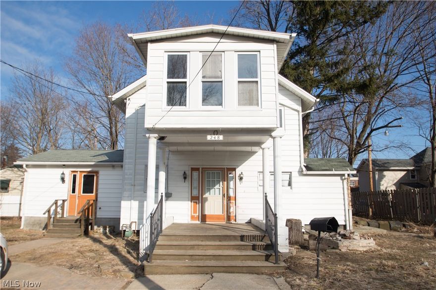 Lots of potential for this home with over 1800 sq. ft. of living space. This property has the space to be a four bedroom home with plenty of room upstairs for living area. Tandem bedrooms upstairs and First floor bedroom with private bath. Large open floor plan includes the kitchen, dining and great room. Large covered front deck entry. Sandstone fireplace in the great room with built in shelving. Sun room and wood floors upstairs. Possible first and second floor laundry area. Priced to sell!