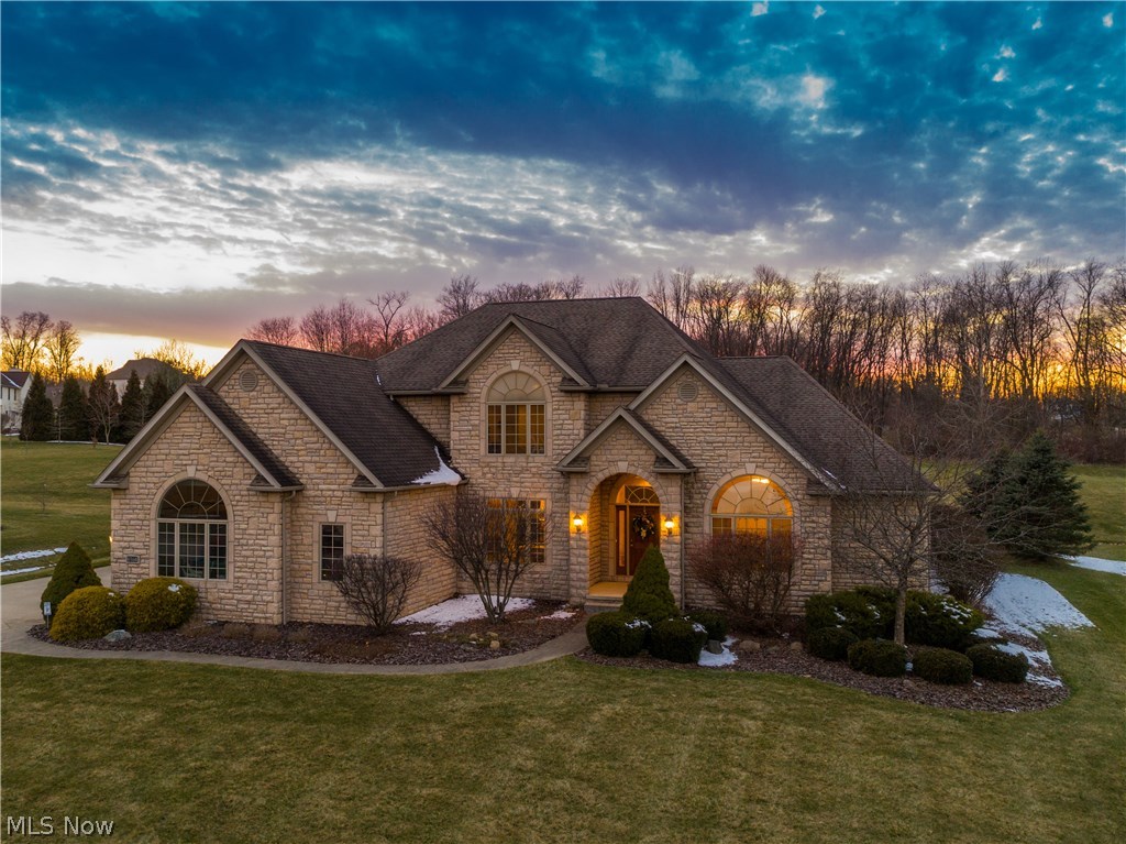 Outstanding architectural 1.5 story offering every amenity on 1 acre in Deer Valley Estates* Quality built with much attention to detail having 4BR/3.5BA, 3476SF (main level & up), 1st floor master, 3 car side load garage & full unfinished basement with access to garage* Starting with the arched entry into the 2 story foyer with palladium window, crown & ceramic floor* Vaulted den with French doors off of foyer* Formal dining with tray ceiling beautifully accented with crown molding & chair rail* Fluted pillars around 2 story great room with wall of windows, built ins around gas log fireplace, fan & crown* 1st floor master with access to patio, walk in closet & master bath with jetted tub, double vanity, shower & private lav* Maple kitchen with granite, stainless appliances (microwave 1 yr., double oven, gas burner top, dishwasher & disposal), roll outs, pantry, bayed eating area with access to patio, crown & ceramic floor* 1st floor laundry with cupboards, sink & ceramic floor* Half b