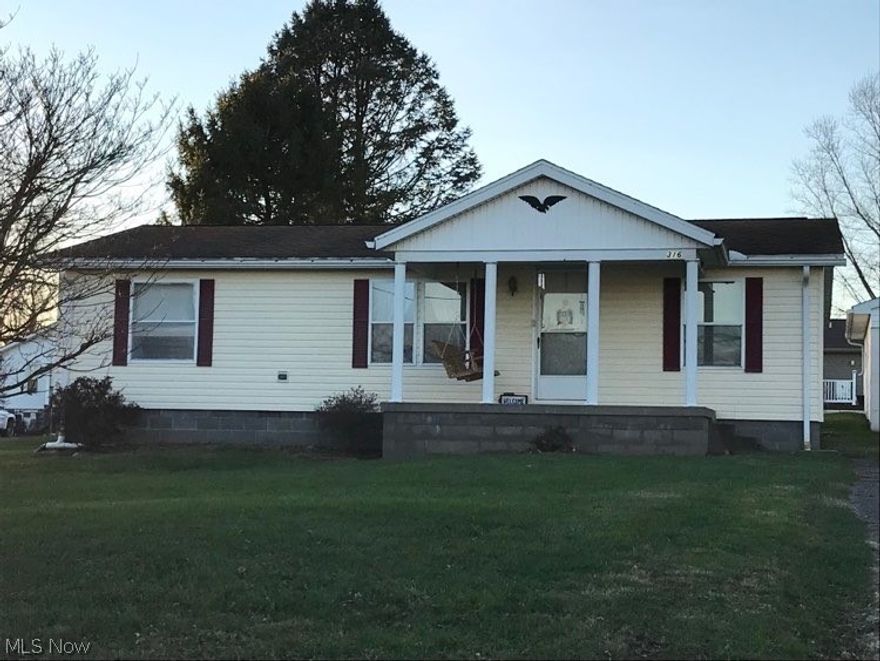 You can move right into this well-maintained, three-bedroom ranch modular home on a large lot with an oversized, detached two-car garage. The spacious eat-in kitchen opens to the living room with a master suite (including a full bathroom and walk-in closet) on one end of the living room and two additional bedrooms and another full bath on the other end. This home also has a first floor laundry room and mud room, covered front porch and covered back concrete patio, level yard, and a shed for additional storage. All appliances stay with the home.