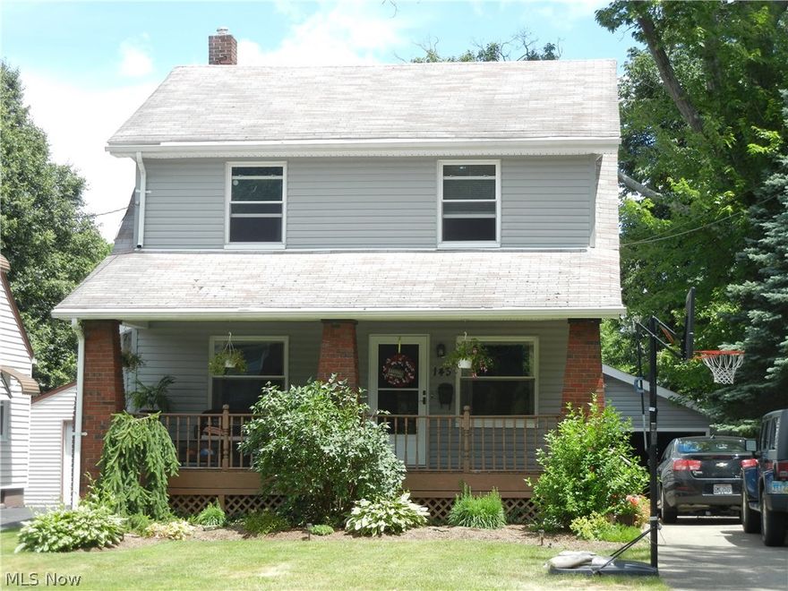 This well maintained 3 bedroom, 2 bath home features a beautiful updated oak kitchen, with ceramic tile floor and appliances that stay, Large living room and dining room w/ beautiful hardwood floors, first floor laundry (newer washer and dryer stay), first floor bedroom (currently used as a family room) has private entrance and easy access to 1st floor bathroom, could also be used as a mother-in-law suite.  Second floor includes access to the sizable walk-up attic, 2 spacious bedrooms and full bath.  Enjoy outdoor entertaining this summer on the back deck, in the private fenced-in backyard or on charming front porch! Attached 2 car garage w/ newer door.  Additional updates include C/A, siding, windows and entry doors.  Call today!