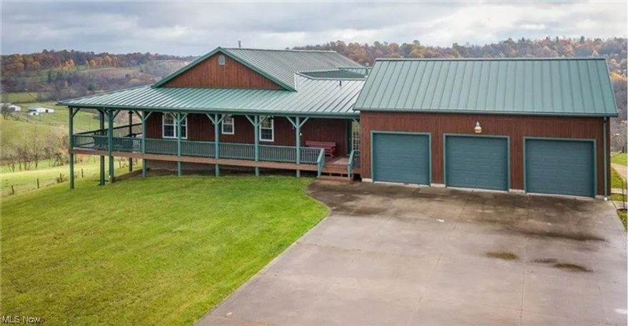 Incredible country estate offering unparalleled serenity and scenic vistas just 7 miles from Tappan Lake. This expansive property boasts of 4 bedrooms and 3 bathrooms, including a luxurious master suite with walk-in closets. The open-concept Hickory kitchen is perfect for entertaining. Enjoy the tranquility from the 10' wrap-around deck or stamped concrete patio. This home comes partially furnished. Call us today for more information or to book a showing.