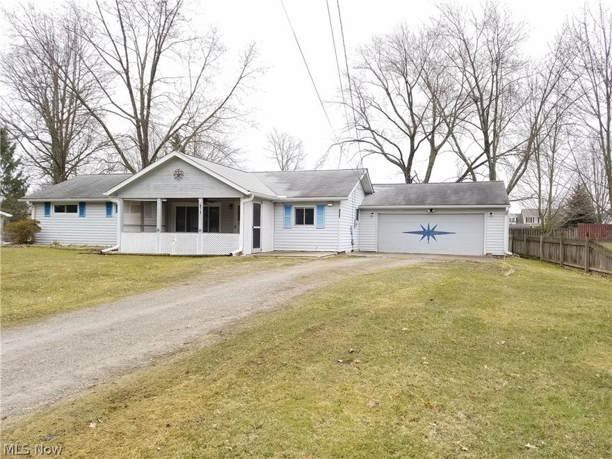 Four Bedroom Ranch (no stairs) with private fenced backyard and two car garage on over 1/2 acre.  Includes washer and dryer (in separate utility room - NOT in the kitchen), plus electric stove (if electric cooking is not your thing there is a gas hookup also available behind stove).  Recent (within 5-6 years) Updates: Furnace, Hot Water Heater, Central Air Conditioning, and Electric Panel.  Covered Front & Rear Porches, 2 Storage Sheds, and additional overhead storage in garage.  Fresh interior paint in 2018.  Utilities - City water, county sewer, natural gas furnace and hot water heater (master bedroom has infrared electric heater).