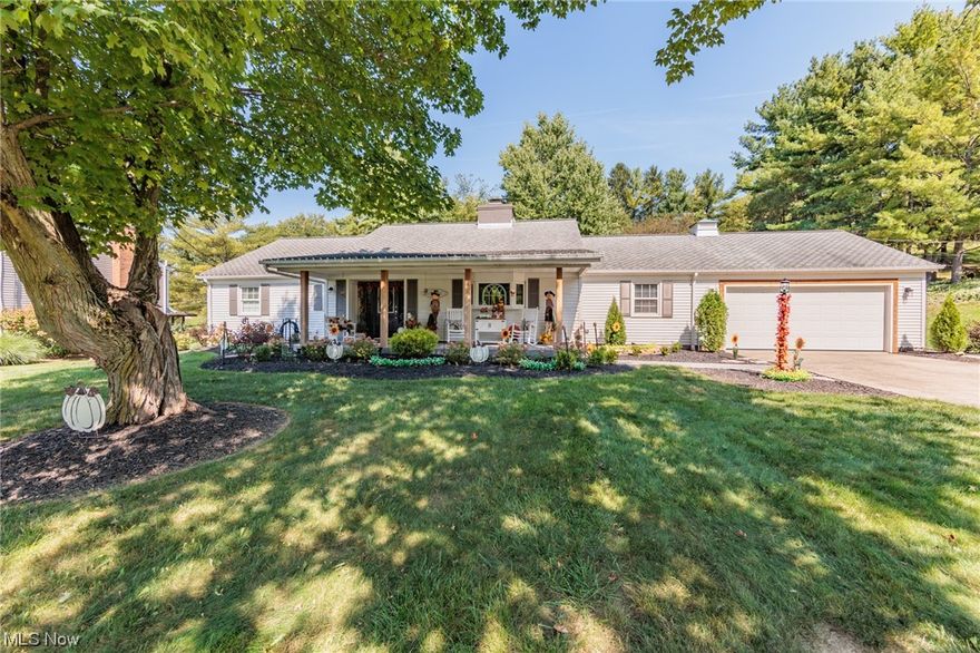 Step into this beautifully renovated ranch in Highland School District, Montville Township, offering nearly an acre of land w/ mature trees & scenic country views. Tucked away on a quiet street, you'll relish the tranquility while remaining minutes from I-71 and convenient shopping. Perfect for outdoor enthusiasts, a covered front porch, expansive paved patio & a cedar-accented gazebo beckon you to unwind and immerse yourself in the natural surroundings. Indoors, the kitchen is a chef's dream w/ custom cabinets, granite countertops, central island, stainless steel appliances, countertop range, double oven, planning desk & a cozy fireplace. The open-concept living room, dining room & family room feature new luxury vinyl wood flooring, creating a seamless flow. The sunny family room hosts a second wood-burning fireplace and grants easy access to the back patio through sliding glass doors. The master suite offers double closets & a separate entrance to the back patio, while the master bathroom boasts an extra-large linen closet & a step-in shower. 2 additional guest bedrooms, a full bath & a laundry room complete the interior. The 2 car garage includes an attached heated workshop & a storage room, enhancing the property's functionality. Recent upgrades like a new A/C compressor(2021) furnace (2021) & a HWT installed. 1 year home warranty included. This ranch is not just a home; it's an invitation to embrace comfort & modern living. Don't miss out on this opportunity!