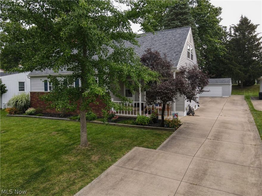 Welcome to this beautiful home in Stow! Enter into the large living room with exposed beams and newer hardwood floors. Open to your dining area and leads into your kitchen.  The kitchen has granite counters, stainless steel appliances and lots of storage. The first floor full bathroom has been updated with gorgeous black and white tile. Two large bedrooms complete the first floor.  Upstairs is a large master bedroom with lots of closet space, another bedroom and a jaw dropping bathroom with a beautiful shower. Outside you have a big deck, shed, fenced in yard, oversized 2 car detached garage and large driveway. The basement is already finished, has a private office area and laundry/storage room. Roof-2019, sump pump with battery backup-2018, vinyl siding-2018, Wood floors-2018, French drains-2019.