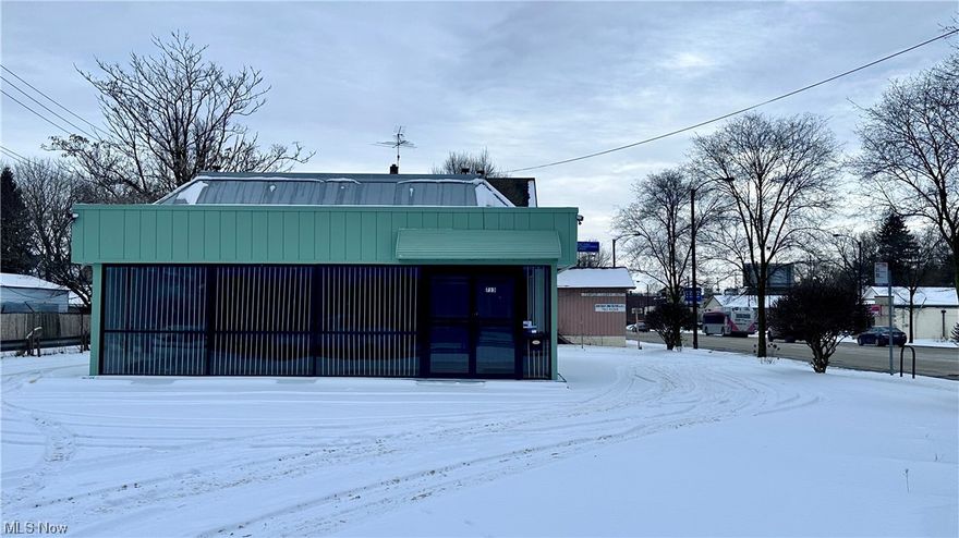 Corner lot commercial building set across from a pawn store and bank.  High traffic location. Open building.  No furnace.