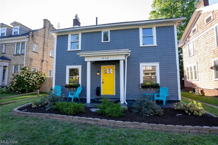 Welcome to this charming three-bedroom, 1.5 bath, recently renovated home!  This wonderful home is bursting with charm & character. Step into the massive sun-filled living room boasting a beautiful fireplace. Gather around the table in the dining room with its arched entry way. Enjoy the lovely eat-in kitchen with an abundance of white cabinets accented with tin backsplash, butcher block countertops, a brand new stainless-steel stove, refrigerator and dishwasher. Upstairs you'll find each bedroom has brand new carpet. The bathroom is oversized and bursting with character! Massive covered back patio for entertaining friends and family.  Detached 2 car is huge!  It has a brand new roof and has been structurally evaluated and secured and updated.  This colonial is conveniently situated close to rt 77 and rt 62 but still tucked away in a quiet neighborhood.  Tons of parking from the back alley.  Dry basement!  Home warranty included! Make an appointment for your private showing today!