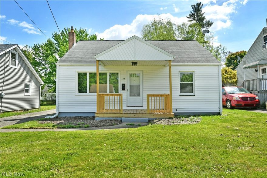 Stop your search; this freshly renovated Austintown Cape Cod is sure to leave you impressed with its beautiful surroundings and impressive amount of living space! Hot to market and set to go in a hurry, this darling home sets its focus on a clean aesthetic, all beginning from its clean white exterior, large, detached garage, bold red storage shed and a picket lined, covered front porch that sets the whole thing off. Inside, the inviting living room boasts a spacious footprint while the oversized picture window introduces plenty of sunshine. Neutral-colored carpets continue down the main hall and into the bedrooms. Meanwhile, the illustrious kitchen delights with stylish laminate finishes and complimenting tile work that sets off the stainless-steel appliances, all overlooking corner dining space. Decorative hanging lights add another layer of appeal, brightening the room. Next up, don’t miss the masterfully tiled and well-lit bathroom, sure to delight. Completing the main floor, a pair of robust bedrooms provide ample closet space and multiple windows. Upstairs, the second-floor loft offering takes full advantage of its available floorplan for extra room. Dry basement storage includes both utilities and a second half bath.