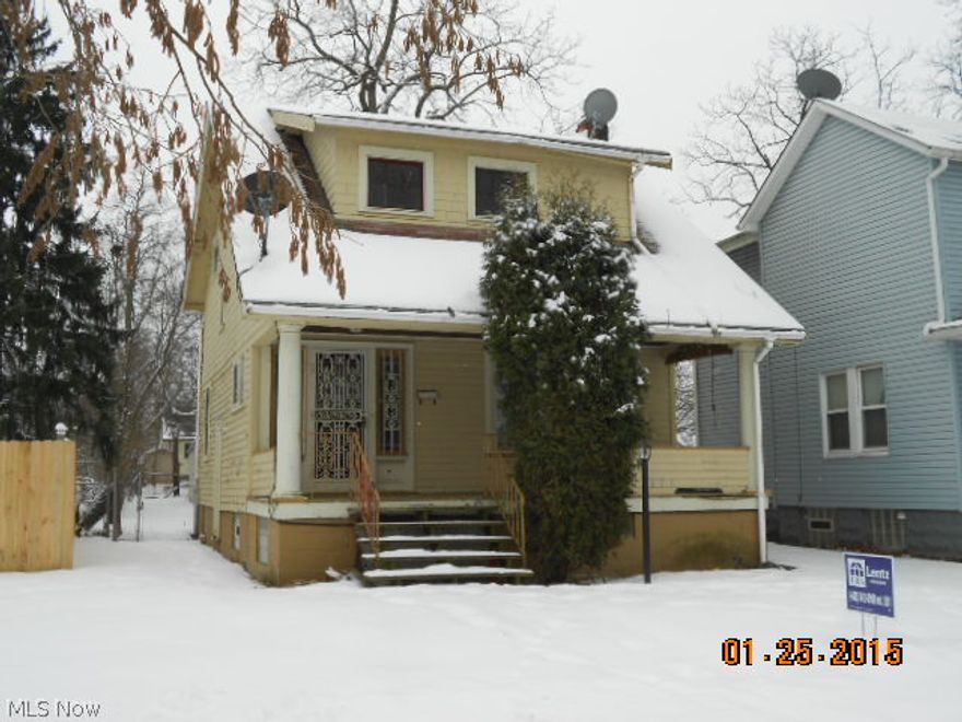 Cute 3 bedroom, 1 bath colonial. Living room has a deco fireplace. Dining room with built-ins. Bedrooms up. Floored attic for extra storage. Full, part finished basement has glass block windows. 2 car detached garage. Large front porch.  See attachments for buyer acknowledgement and disclosure, must be included with any offers submitted.