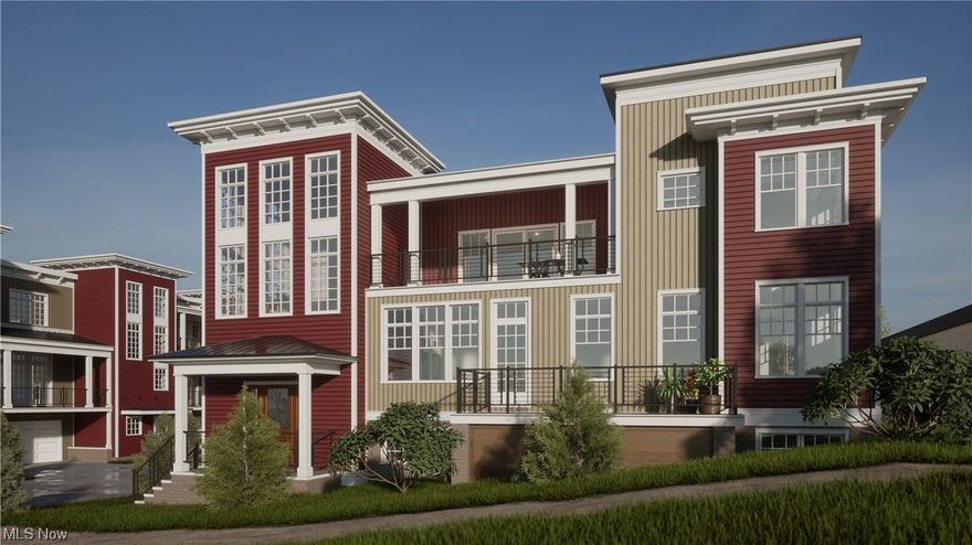 Located on East Washington Street, in the heart of the Village of Chagrin Falls, these upscale, contemporary residences exude divine luxury. The 1st-floor of this 3-story townhome includes an attached 2-car garage with a mudroom and spacious guest suite with bedroom, full bath, & walk-in closet! The 2nd-floor walks into a grand kitchen & living space: Cambria quartz backsplash & waterfall kitchen island, wet bar off the kitchen, stunning fireplace wall surrounded with built-ins, covered balcony off of the great room, & terrace off the dining room. Finished with a powder room, home office, and dining room. The 3rd-floor includes an extraordinary primary suite, with a walk-in closet & ensuite primary bath featuring a free-standing tub & beautiful full tiled shower w/ frameless glass door. Find 1 more bedroom, a full bath, a wet bar, a laundry room, & an additional covered balcony with 2 entries; 1 from the primary bedroom and another from the hallway. Listings include a variety of closet, electrical, pantry, sauna, & appliance upgrades and/or allowances, allowing future residents to personalize their homes to their lifestyle. HOA fee has not been finalized.