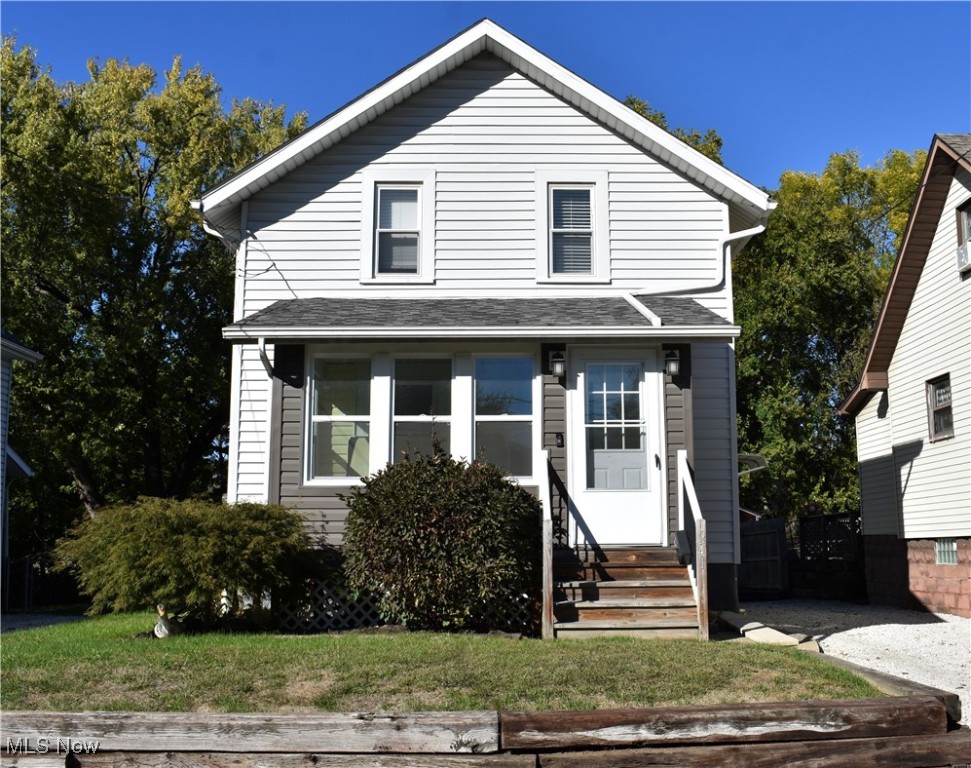 Discover this delightful two bedroom, one bathroom house that proves good things really do come in perfectly sized packages with the right price! This charming residence offers everything you need. Great for first time homebuyers! Step through the front enclosed patio for your morning nook or entry space to the front door. Enter into the main living areas that flow naturally from one to the next, creating an open and welcoming atmosphere that's perfect for both quiet evenings at home and entertaining friends and family. In the kitchen you'll find ample cabinet storage for all your culinary essentials, and a layout that encourages easy meal preparation. First floor easy living with a second option for laundry as well. The dining area provides a comfortable spot for everything from hurried breakfasts to leisurely weekend brunches. The space accommodates dining of various sizes with the option of french doors that open to the outside deck to make an indoor/outdoor living space. The living room serves as the natural gathering place of the home, natural light filters through the windows, creating a bright and cheerful environment that makes even the gloomiest Ohio winter days feel a little more bearable. Both bedrooms offer comfortable retreats from the bustle of daily life. The primary bedroom provides a peaceful sanctuary with enough space for a full bedroom suite. The second bedroom works beautifully as a guest room for visitors, a home office for those who've embraced the work-from-home lifestyle, or a creative space for hobbies that require dedicated room to spread out. The full bathroom serves the home efficiently with all the essential fixtures and enough space to get ready for your day without feeling cramped. The practical layout makes the most of the available square footage while providing comfortable access to all amenities. Outside a nice outdoor area along with shed, and 2 car garage for amble parking and storage space. This is a must see!