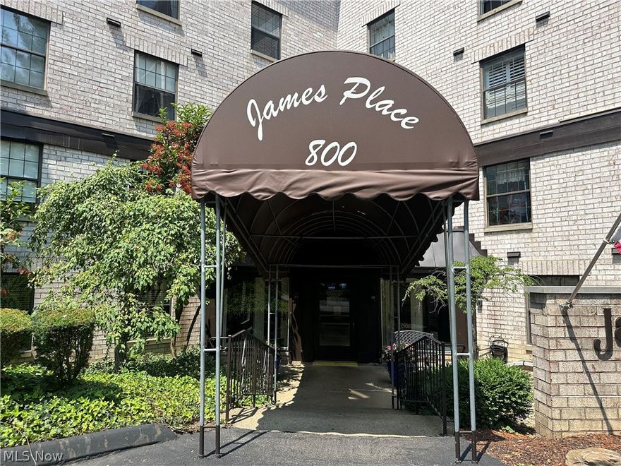 Discover this one-bedroom, two-bath condo on the third floor of James Place. Upon entry, the kitchen to your left offers generous cabinet and countertop space. Natural light streaming through the patio door illuminates the kitchen and living room, creating a warm and inviting atmosphere. A versatile den or office space off the living room provides extra space for gatherings or the ideal location for a private workspace. Step out onto the balcony to enjoy tranquil views of mature trees. The hallway leads to a spacious bedroom with a private full bath and a deep walk-in closet. A second full guest bath completes the unit. Convenience abounds with an assigned parking spot in the garage, additional outdoor parking for guests or a second vehicle, and an assigned storage unit. The HOA fee covers an impressive array of amenities, including pool access and a meeting/party room. This condo offers easy access and is within walking distance of Rocky River. Recent updates include two new elevators and a refreshed lobby. Please note that no pets are allowed with the exception of one cat. All utilities are included in the HOA fee, except sewer, which is billed quarterly. Schedule your private showing today!