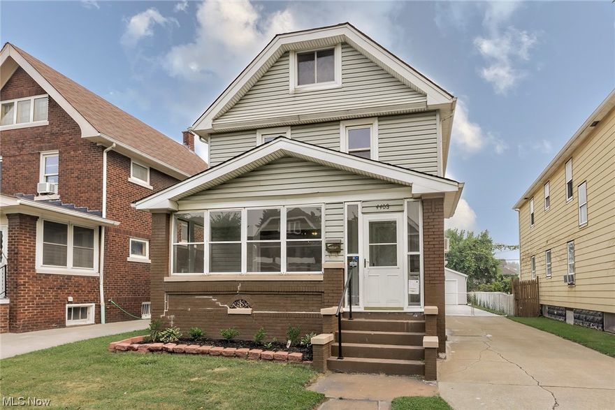 Welcome home to this newly renovated, move in ready 3 bedroom home. Enjoy a bug free summer night on the enclosed front porch. As you enter through the front door, you're greeted by a living room with newly finished floors that seamlessly flow into the dining room. This open layout creates a spacious and connected living area. The kitchen is bright and larger in size, offering ample room to eat and prepare meals. It also provides access to the backyard, making outdoor dining and entertaining convenient. Upstairs you will find a larger bathroom and 3 bedrooms. The main bedroom even has a balcony, where you can enjoy some fresh air and outdoor views. The walk-up attic provides plenty of space for your imagination to run wild. It can be finished off to add additional living space, such as an office, hobby room, or extra bedroom. Downstairs a clean basement with laundry and a half bath. Enjoy the new flooring, fresh paint and tons of updates throughout. The home offers easy access to highw