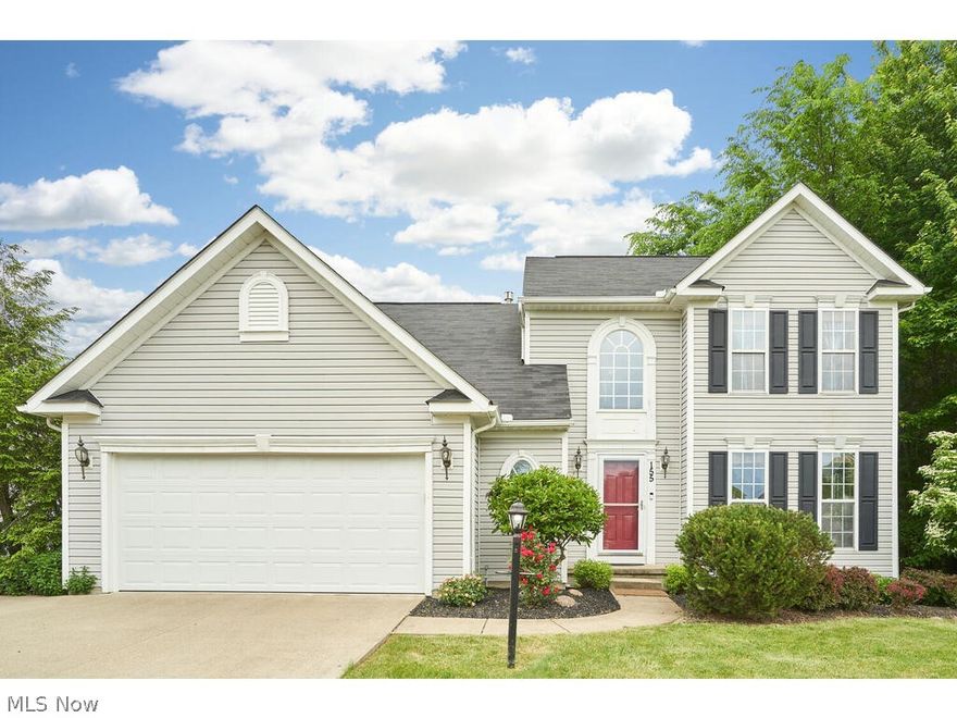 Wonderful Open floor plan with first floor master in Copley Township/ Revere schools! Walk into this home with  2 story foyer with hardwood floors. To the right of the foyer is formal dining room also with hardwood floor. The kitchen has maple cabinets and bar sitting area. The Dinette has vaulted ceiling and located  between Kitchen and Great Room. Off the dinette is a glass french door that leads to a paver patio and private tree lined  backyard. The Great room has vaulted ceilings plus a stone gas fireplace. There also is a first floor laundry room. Upstairs  are 2 additional bedrooms, full  bathroom and sitting area or office space over looking the foyer/great room. There is  cat walk that over looks the Great room too! The lower level has a huge rec room with laminate floors, a kitchenette and a full bath with a corner shower and large whirlpool tub! What else could you ask for?