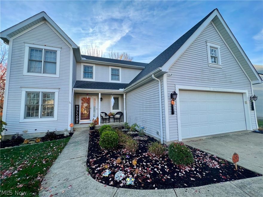 You'll love the open floor plan in this 3 bedroom 2.5 bath colonial located on a private cul-de-sac. The spacious eat-in kitchen has plenty of cabinetry and a center island ideal for meal prep. The impressive great room with vaulted ceilings, gas fireplace and built in surround sound is perfect for your family gatherings or entertaining family and friends. Main floor has a formal dinning room, a half bath and a den/ library which is currently used as a playroom. The second floor features owner's suite with walk in closet and deluxe bath with soaking tub and separate shower. Two additional bedrooms and a full bath complete the second level. Home has 2 car garage, storage shed and large unfinished basement.  Newer furnace and AC, hot water tank, dishwasher and vinyl flooring. One year home warranty included for buyer's peace of mind.