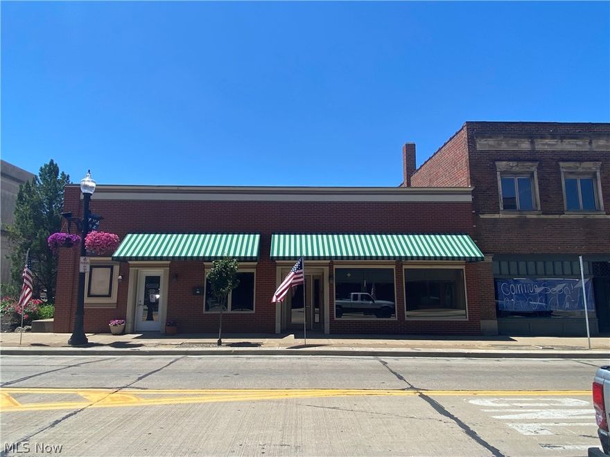 Great visibility on State Route 57, Downtown Orrville.  Large open space can be used for retail area, back room has a breakroom area, restrooms and utility room.  Full basement, that could be used as storage.