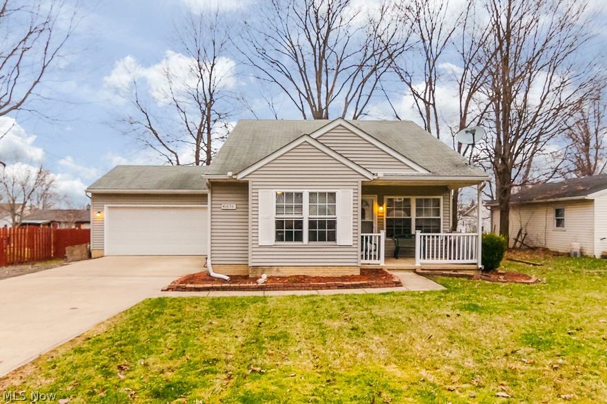 One floor living! This 2000 built Elyria Township home offers 2 full baths & is a great condo/cluster alternative. Nice curb appeal accented with an adorable covered front porch. Open living/kitchen space with laminate wood flooring. Neutral decor. Kitchen is very spacious! Master bedroom has private full bath! Furnace & central air were replaced in 2016! Neutral decor throughout. 2 car attached garage. Backyard is privacy fenced & features a spacious deck for entertaining. Quiet setting nestled in the back of the neighborhood. Only 5 minutes to 90/turnpike for convenient commute!