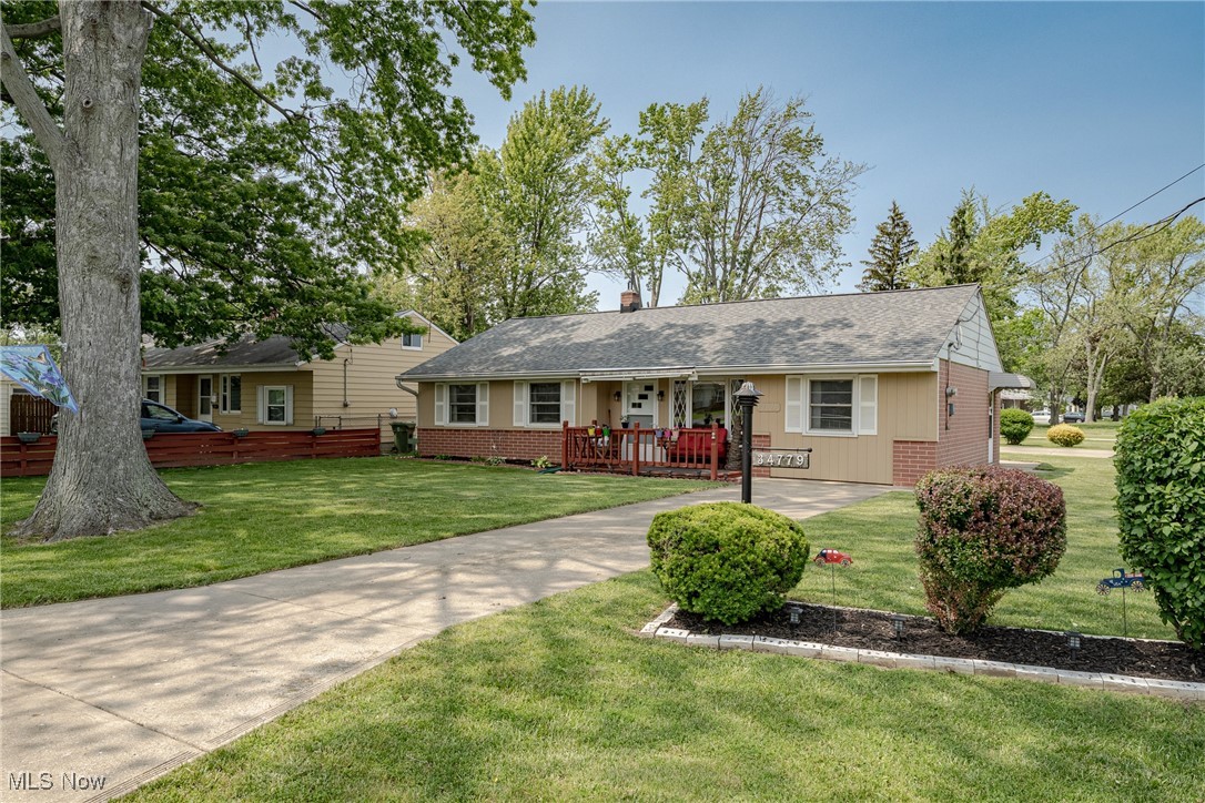 Welcome to 34779 Beach Park Ave – A Spacious & Stylish Ranch on a Corner Lot! This beautifully updated 4-bedroom, 2-bath ranch offers a perfect blend of comfort, functionality, and charm—all on one easy-living level! Step onto the inviting front porch and into a sun-filled living room with a large picture window and updated LVP flooring that flows throughout most of the home. The kitchen is both warm and functional, featuring a cozy eat-in area, refinished cabinetry, a stylish brick backsplash, and included appliances, making meal prep a breeze. Down the hall, you’ll find three generously sized bedrooms and a full bath conveniently located between them. On the opposite side of the home, discover a private primary suite with two closets and a nearby full second bath. Adjacent laundry/mudroom completes this ideal layout for both everyday living and guest comfort. This home has seen major recent improvements for added peace of mind, including a new gas furnace and whole-house air conditioner (2024), a new sanitary sewer line (2024), and leaf gutters on both the house and garage—helping to protect your investment year-round. Enjoy your fully fenced backyard with a patio that’s perfect for summer entertaining, gardening, or just relaxing outdoors. The oversized 2.5-car garage provides ample space for vehicles, tools, and storage. Located on a desirable corner lot in Eastlake, this move-in-ready home has the space you need and the updates you want. Don’t miss your chance to own this rare gem!