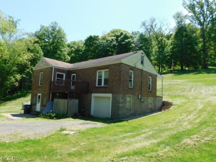 ONE STORY BRICK RANCH WITH 2 BEDROOM FULL BATH,LIVING ROOM AND EAT IN KITCHEN.BASEMENT IS UNFINISHED WITH LAUNDRY ROOM 1 CAR GARAGE AND UNFINISHED ROOM FOR RECROOM-TOILET UNDER STAIRCASE.HOME HAS FRONT DECK AND REAR PORCH.LOT SIZE IS .83 ACRE OF GROUND WITH 162 FOOT OF FRONTAGE ON STATE ROUTE 152 .GREAT RENTAL PROPERTY FOR YEARS OR GOOD STARTER HOME FOR FAMILY.LARGE UNFINISHED ATTIC NOT TALL ENOUGH TO FINISH OFF A ROOM BUT TONS OF STORAGE ROOM.