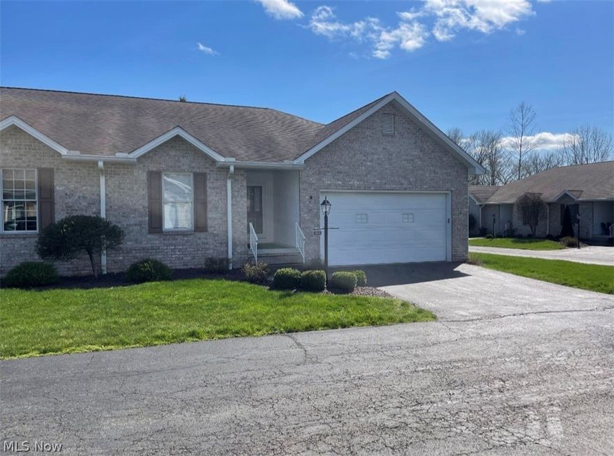 Priced to sell is this 2 bedroom, 2 bath brick ranch style condo. Features large great room with fireplace, formal dining room, and eat in kitchen with all appliances. Has 2 full baths. Family bath has walk in bath tub with shower. Large master bath with walk in shower. Basement with newer furnace, hot water tank, generator, and block windows. 2 car attached garage. Walking path around a scenic pond and picnic pavilion. WILLING TO GIVE CARPET ALLOWANCE TO BUYER.