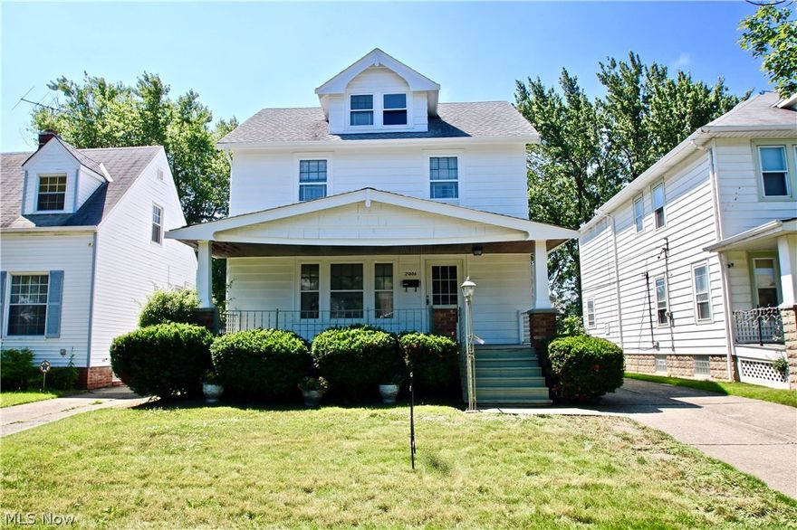 Come check out this vintage colonial located in the heart of Euclid. This home provides a large front porch and four bedrooms with full bath, large first floor living space and third floor bedroom with extra space and plenty of storage. Outside you will find a two car detached garage with fenced in backyard. With a little love and some updating this home has the potential to become a beautiful home for a large family.