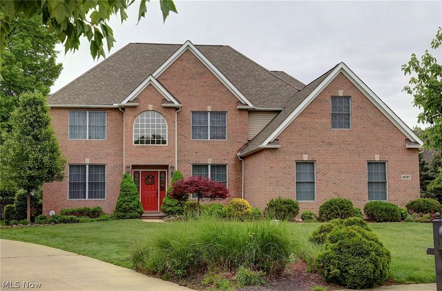 Welcome home to this fabulous cul-de-sac colonial on a private street with great neighbors! 4 bedrooms with a possible 5th on the 1st floor, 2 story great room that overlooks the professional landscaped backyard; hardwood floors, crown moldings, Pella windows with custom window treatments, eat in kitchen with cherry wood cabinets, s.s. appliances, walk-in pantry and center island. 2nd floor luxurious owner's suite with vaulted ceiling, HUGE walk-in closet, bath with double vanities, granite countertops and Jacuzzi tub. Finished basement with custom made bar, full bathroom with tile shower, backup sump pump. Very private stone paver patio by T.J. Farinacci with wrap around walkway, surrounded by more than 20 blue spruce trees and white cedar fence panels by Elyria Fence; sitting stone wall, fire-pit, play set, LED lights with automatic dusk-dawn sensor, irrigation system and invisible fence. "Control4" home automation system with 3 sound zones. High-end Martin-Logan and Bowers & Wilkins