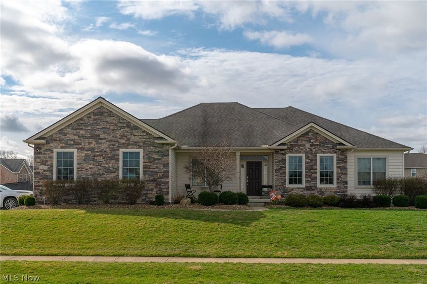 Remarks:  Welcome to one floor living! This former builder’s model is conveniently located minutes to shopping and restaurants. Situated on a large lot. The backyard has a privacy fence, SunSetter Awning, deck, and above ground pool. This home is perfect for entertaining family and friends. The formal dining room is just off the foyer. The study with glass French doors in on the other side, which has a closet and could be a third bedroom. The spacious great room has a vaulted ceiling with a wood burning fireplace with a gas start. The kitchen is open to the great room, which has hardwood floors, stainless steel appliances, an island, pantry, under cabinet lighting, and granite countertops. A large mudroom/laundry room with lockers, closet, and ceramic tile floors leads out to an oversized garage. The private master suite includes a deluxe bath with double sinks, soaking tub, separate shower, and ceramic tile floors. The guest bedroom and full bath are conveniently located off the back hall. The full basement has a rough in for a half bath and is ready for you to finish, as you like! A home warranty is offered as well. Call today!