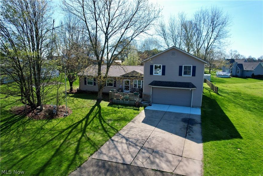 Wonderful split-level home in the desirable Dee Mar subdivision! Tucked away on a quiet cul-de-sac, this
spacious 4-bed, 2-bath home offers comfort, functionality, and endless potential. The main level features a bright living
room, dining area, kitchen, first-floor laundry, three generously sized bedrooms, and a full bath. A new roof has been
installed on the main portion of the house for added peace of mind. A standout feature is the impressive two-story garage
addition, which includes a stunning great room with soaring ceilings and a cozy gas fireplace. Upstairs, you'll find an
amazing owner’s suite complete with a large bedroom, ample closet space, a dedicated tanning room, a full bath, and
convenient walk-in attic storage. The home is equipped with two gas furnaces, and the attached 2-car garage is well-
insulated. Outside, enjoy a level partially fenced yard with a large storage shed—perfect for hobbies, gardening, or extra
storage. Located just 5 minutes from Ohio State Route 77, this home is in great shape and ready for its new owners!