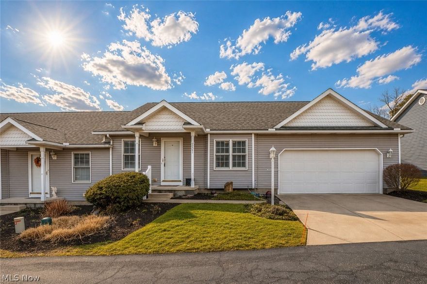 Welcome home to this beautifully maintained and thoughtfully updated ranch condo in North Canton’s desirable Lake Hollow community! Enjoy the ease of first-floor living with 2 bedrooms, 2.5 baths, and a spacious 2-car attached garage. Inside, the vaulted great room with a cozy gas fireplace creates an inviting space to relax or entertain, while the remodeled eat-in kitchen shines with new cabinetry, granite countertops, backsplash, sink, and black stainless steel appliances. The sunroom offers wonderful flexibility as a home office, reading nook, or peaceful retreat with access to the patio. The spacious primary suite features a walk-in closet and private bath with an updated vanity and walk-in shower. The second bedroom includes two closets and is conveniently located near the full bath, also updated with a new vanity. A first-floor laundry room with a deep storage closet and garage access adds everyday convenience. The finished lower level expands your living space with a large rec room, bar area, additional flex space, half bath, and abundant storage. With exterior maintenance, landscaping, snow removal, and trash service included, this condo offers the perfect blend of comfort, style, and low-maintenance living in North Canton!