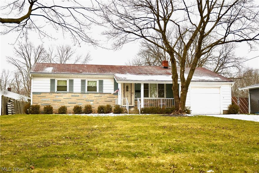 Updated open ranch home with plenty of living space. Enter from the covered front porch into the open living room. Large bedrooms with two closets in each.  Newly updated bathroom.  Kitchen has been updated, all appliances are included. This open floor plan leads to the large family room and also gives access to the composite deck that overlooks fenced-in backyard. Large shed with electricity.  Partially finished basement with opportunity for office space, gaming room or hobbies.  Basement also has laundry  area and shower.  Updates are Stone finished flooring in garage, newer windows throughout, glass block windows in basement, newer front doors.  Move in ready!  Call today!