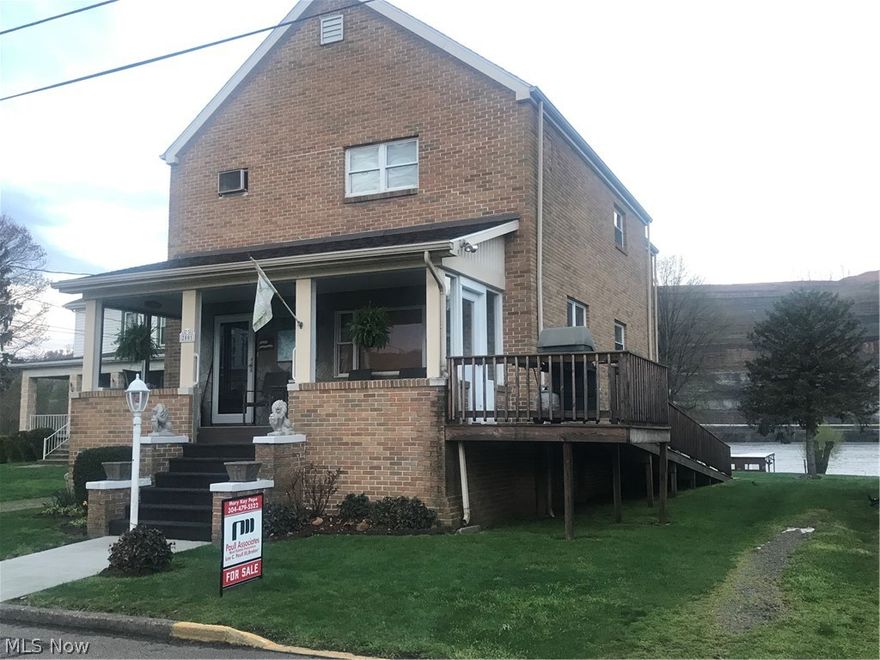 LOCATION, LOCATION, LOCATION!! 3 bedroom brick home with 2 full baths, 1st floor laundry located on the Ohio River  Home features in-ground pool, river shed, garage, large front porch, rear patio, security lights, newer soffit/fascia/downspouts, 2015 roof, and handicap accessible ramp.  Lots of upgrades inside including newer windows and doors, updated electric and plumbing, attic fan and ventilation, newer furnace, & original hardwood.  Pool liner and pump replaced in 2016.  Requires flood insurance. Electric fireplace in living room does not convey.