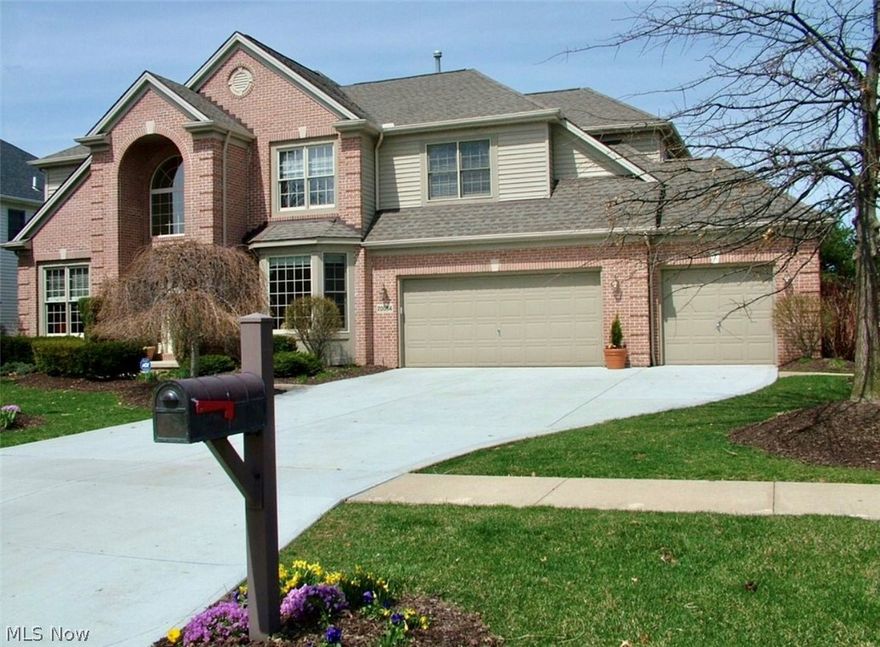 Beautifully appointed brick front Colonial nestled in Waterford Crossing. Grand foyer w/ a gorgeous chandelier, gleaming hardwoods & open staircase w/ wrought iron spindles. French doors open to the private office & a den/dining room w/ bay window is found across the way. The stunning eat-in kitchen features a lovely backsplash, breakfast bar, ample cabinetry, pristine granite counters, stainless appliances, planning desk & dining area. The kitchen also offers great conversation into the family room, so you’ll never miss a minute w/ your guests. The soaring two story family rm has a cozy fireplace, plush carpeting (2015) & a wall of windows for a significant amount of natural light. First floor also contains a 1/2 bath, laundry room & access to the 3 car garage. Retreat upstairs to the vaulted master suite w/  WIC, a sitting nook & master bath (2013) w/ a massive walk-in shower w/ 2 shower heads, Jetted tub for winding down & convenient double vanities. The second level also highlights