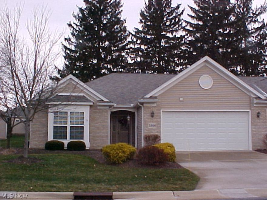 Ranch Cluster Home,  cathedral ceiling in great room and kitchen.  Breakfast bar, newer stainless appliances. Large patio off the dining area. Master bedroom, ceiling fan, walk in closet.  Master bath with walk in shower and garden tub.  First floor laundry with laundry tub.  Large 2 car garage with extra storage in attic.  Ready to move in.