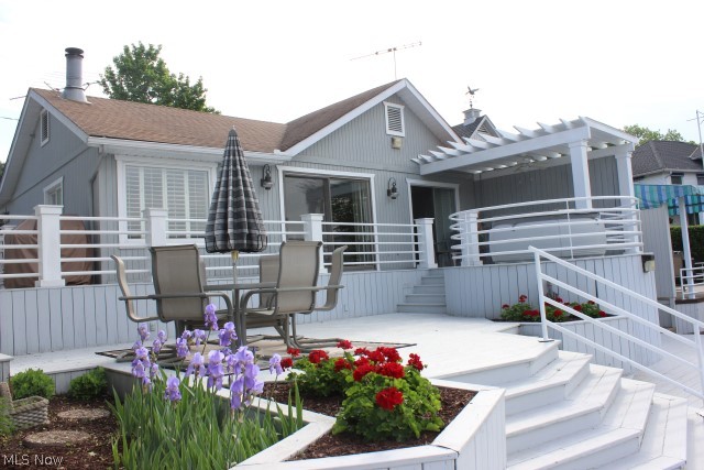 Adorable & spacious contemporary lake front on W. Reservoir* Offering 1022SF plus unfinished basement* Lovely decor & style utilizing the optimal views of the lake* Great room w/gas log fireplace, crown molding, track lighting, plantation blinds & oversized glass doors to massive deck overlooking the lake* Formal dining w/mirrored wall, crown molding & view of lake* Spacious functional kitchen, fully applianced (range, refrig, dishwasher, garbage DP & microwave), pantry & sky light* Master bedroom w/slider to covered deck, plantation blinds, crown molding, fan, track lighting, walk in closet & direct access to 1st floor bath* Basement w/full bath & walk in closet area* Unfinished basement & attic* Storage under deck* Full 2 level deck, lake side w/hot tub* Ample parking across street (5 car), plus parking beside home* Home Warranty provided* An absolute move in!
