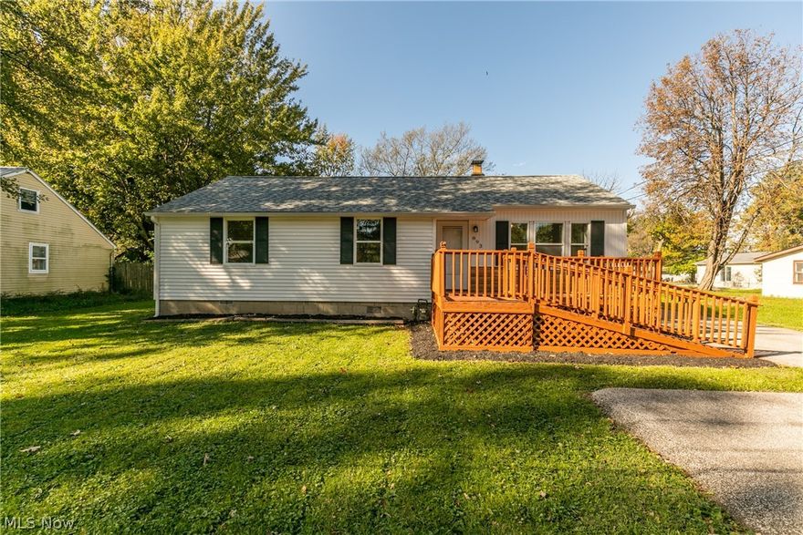Take a look at this darling move-in ready ranch in Painesville! A nice front porch to sit on and watch the leaves change during these fall days. Large living room with a big window to allow the natural sunlight to shine in. The kitchen has all been updated with  white cupboards and lovely subway tile to accent the counter tops. Three nicely sized bedrooms and an updated bathroom. Beautiful flooring throughout! A charming deck to host many cookouts on! The deck overlooks a stunning backyard!