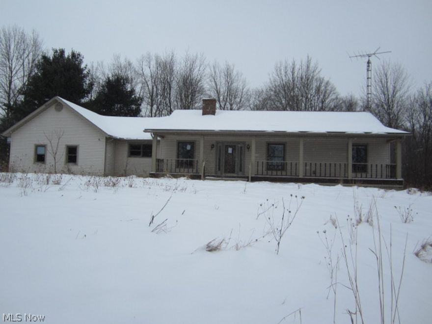 Tucked away on a little over 5.5 acres, this 3 bedroom vinyl sided ranch style home has 2.5  baths, living room with fireplace, eat in kitchen, full basement, attached 2 car garage.  Missing furnace, a/c unit, copper plumbing and some electrical.  Property is being sold in "as-is" condition and needs TLC to bring it back to its original beauty. Unknown condition of well and septic system. Priced to sell...buyer will need proof of funds and earnest money deposit check to submit an offer.
