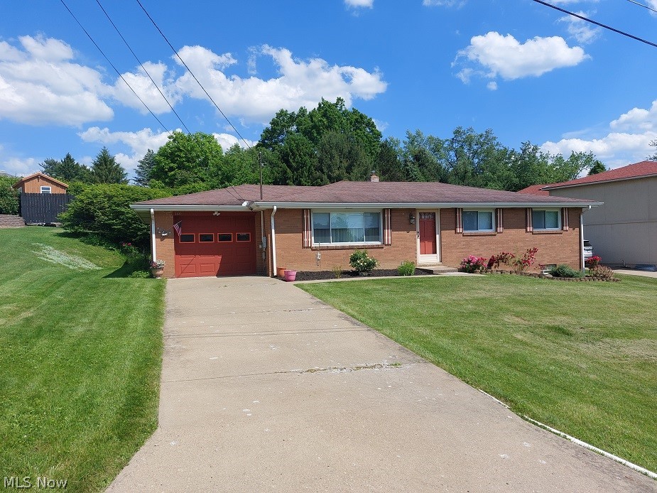 3 BEDROOM BRICK RANCH STYLE HOME LOCATED AT THE WEST END OF STEUBENVILLE. HOME FEATURES A ONE-CAR ATTACHED GARAGE WITH ACCESS STRAIGHT INTO THE KITCHEN. THE KITCHEN WAS NEWLY REMODELED 9 YEARS AGO WITH CHERRY CABINETS AND GRANITE COUNTERS. THE ROOF IS 3 YEARS OLD, THE FURNACE 1-YEAR-OLD .ALSO UPDATED THE HOT WATER TANK. THE LOT IS L-SHAPED IN THE REAR AND HAS 3 TOTAL LOTS AND SHED. THE BASEMENT IS UNFISHED WITH A FULL UNFINISHED BATH AND LAUNDRY AREA. GREAT NEIGHBORHOOD WITH CULDESAC AT THE END OF THE STREET. CALL TODAY FOR SHOWING.