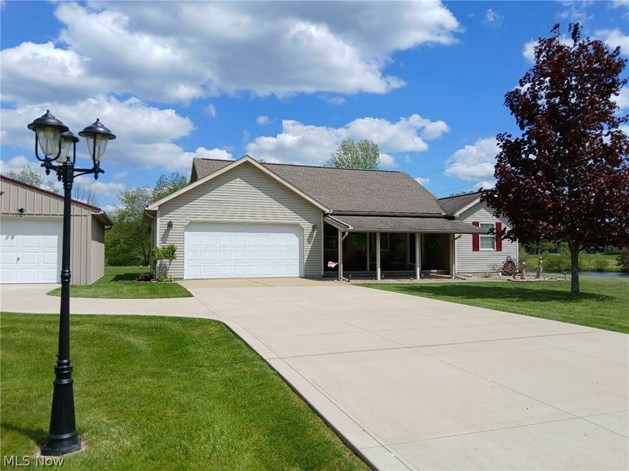 Charming Ranch-Style Home. A Fisherman's Dream Home! Move-in ready ranch offering one floor living w/ abundant extras & updates. Located minutes from Atwood Lake & just 15 minutes to shopping and nearby towns. 3 full bedrooms on main level, Jack-and-Jill bedrooms w/ a spacious full bath between two bedrooms. Primary suite w/ large full bathroom & huge walk-in closet. Main-floor office and convenient half bath. 20x20 Living room with gas fireplace and access to the back patio.  Beautiful large kitchen w/ pantry, casual dining area, plus formal dining room adjacent .First-floor laundry w/ built-in shelving & cabinet. Walkout basement w/ possible 4th bedroom, full bath features a shower new in 2018, and kitchen area — ideal in-law suite or rental. Wood burner, newer furnace, & two generator systems. 2 car attached garage featuring an area w/ seasonal/plant storage, plus an additional detached garage. Detached Barn/Shed. Covered patio & a back patio. Newer attractive Smart core premium waterproof flooring thorough & many updated amenities throughout. 3 Types of heat, electric, wood burner, and propane. There is a pond is on the adjacent lot that can be used by families in the allotment. Shared Space not owned by seller.  Lots of beautiful perennials and a space for a garden. Some portions of the back yard are fenced.  Newer Furnace and air in 2017.