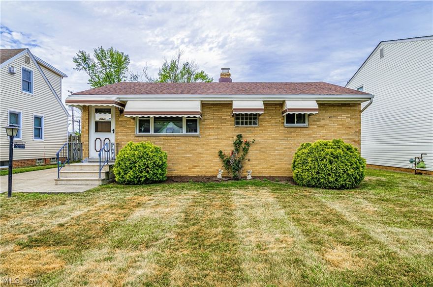 Super clean, spacious brick ranch with a waterproofed basement & fenced yard. Best Location for walking to all city conveniences, including Lake Erie at the Community Center, and yet tucked away behind the Willowick Library. Hardwood floors under all carpeting. All appliances stay including washer/dryer. Newer windows, roof, & concrete driveway. Toilet only in basement, can add a shower & sink.