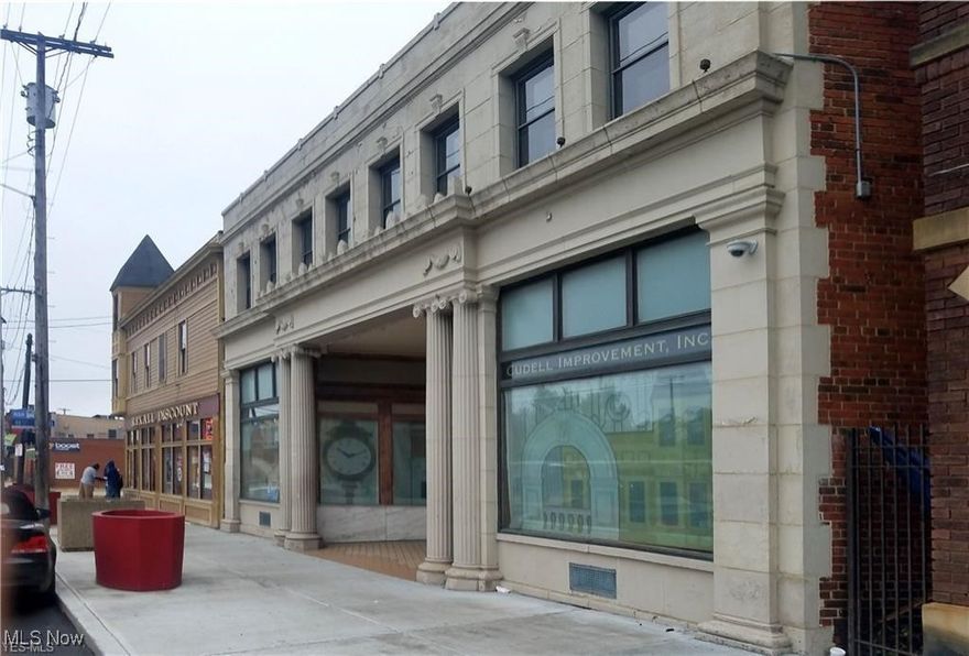 Landmark building. Formerly the Cleveland Trust Bank Building. Loads of stunning architecture inside and out, Solid brick and steel construction. High visibility location with 2 great storefronts (all with private access.) Fenced private parking with automatic gate. An amazing opportunity for businesses, day care galleries, or bring your ideas and more. Layout is ideal for renting together. All units have powder rooms. Two have kitchenettes. Large full basement for storage. Updated plumbing, electrical, drywall and some flooring. Fire alarm, security system and cameras. Renovated and well maintained by current owners. Large gated parking lot. Don't delay! 
THE LEASING PRICE IS FOR JUST ONE SPACE.  BOTH SPACES ARE AVAILABLE. CALL AGENTS FOR DETAILS
Owner is the listing agent.