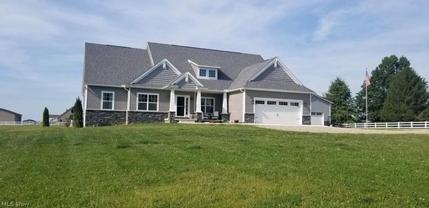 You will love this stunning, beautiful 2163 sq ft new home built one year ago, on 5 picturesque acres in the lovely town of Thornville and near Buckeye Lake where there is boating and fishing!
Features large open concept with, 3 bedrooms 2 full baths with 2163 sq ft of living space AND 2163 sq ft full basement with walk out. Formal dining room, eat in kitchen, office/den. Cathedral ceilings in living room and kitchen space all others 9 ft ceilings.
Luxury vinyl plank flooring is waterproof!
Large master bathroom with granite counters.
Lots of upgrades throughout including Samsung black stainless steel appliances. (refrigerator is online, can play music, look inside when at the store and more). Granite counter tops. 
Office/den has french glass panel doors for privacy.
Glass sliding doors in kitchen, and large pantry.
Glass sliding doors in walk out basement.
Glass sliding doors in master bedroom going out to deck/hot tub.
You will love the beautiful stone, Wood burning fireplace.
Beautiful new in ground pool 3 ft to 8 ft with underwater lighting and beautiful sunset views! Large 5-6 person hot tub for those cold winter nights!
Whole house water softener. Gas furnace and gas range. Windows are tilt in for easy cleaning.
Security system in place.
2 car attached garage 20X22
24 X 40 pole barn with 100 amp service, 11 ft 9 in double doors along with 8 X 16 garage door. 
Lots of extra parking.