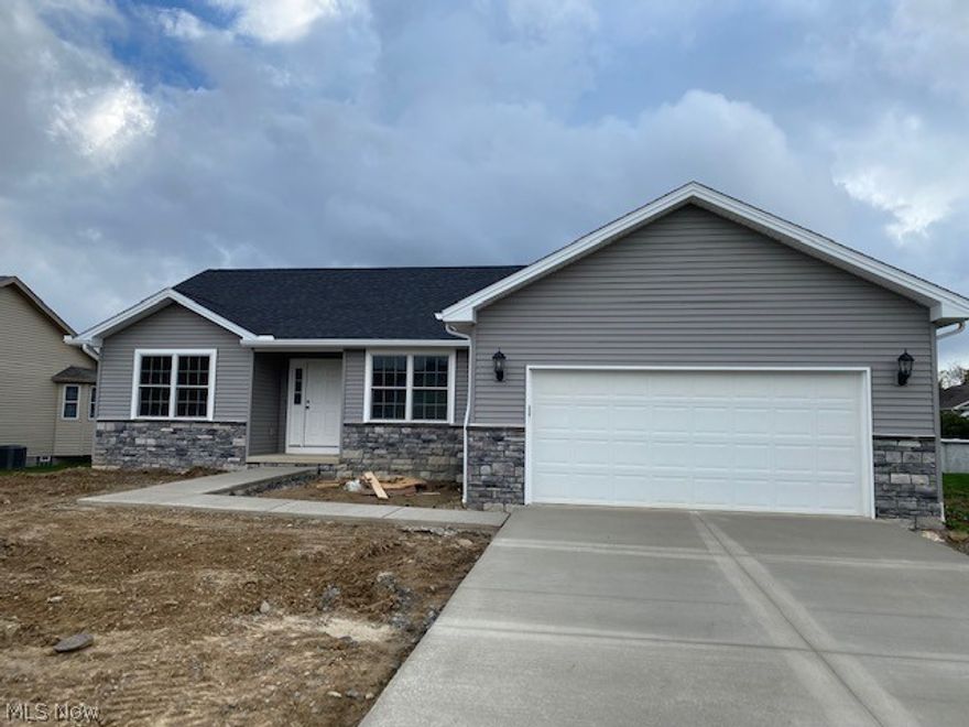 NEW BUILD BY DIETER HOME CONSTRUCTION INC. NOW UNDERWAY IN EMERALD PLACE - THE HIDDEN GEM OF NEW MIDDLETOWN!  
STONE RAISED SKIRT on exterior enhances the curb appeal and the light gray siding, white windows and charcoal roof compete the picture. 
FEATURING an OPEN CONCEPT PLAN with SPLIT BEDROOMS the GREAT ROOM IS FRONT AND CENTER, highlighted by a gas fireplace with stone detail and hearth.   THE KITCHEN/DINETTE features desirable white cabinets, island with sink and seating area and FULL STAINLESS APPLIANCE PACKAGE.  CONCRETE PATIO (10x10) is just off the dinette.  MASTER SUITE includes bath with double bowl sink and 5' shower.  Bedrooms two and three share a full bath with tub/shower combo.  FIRST FLOOR LAUNDRY with laundry tub is conveniently located near basement staircase, second closet and spacious 22x22 garage.  
Call for details.  Property taxes assessed on lot only at this time.  ESTIMATED COMPLETION OCTOBER 2021.