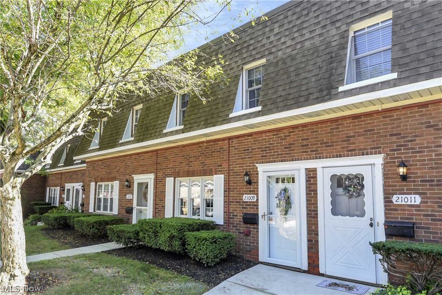 Prepare to be Moved!...into this pristine Fairview Park townhome with over 1300 sq ft of carefree living.  Clean design & neutral tones of fresh paint & warm hardwood floors complement any decor.  The spacious dining room flows seamlessly into the living room for an open effortless entertainment space. Brightened by the slider leading to the patio is a sunny kitchen with re-faced cabinets and updated hardware. Enjoy the warmth of the sun while having a casual bite to eat at your bistro set. Step out back to soak up the outdoors on the private patio, so quaint you might mistake it for a European outdoor cafe. A half bath completes the main floor. Master Bedroom features a completely renovated in-suite bath with an oversized shower. Generous 2nd bedroom, additional full bath, and second-floor laundry complete this unit.  Plenty of storage space in the numerous closets throughout the home.  Includes a one-car detached garage. Terrific location is within walking distance to Westgate shoppi