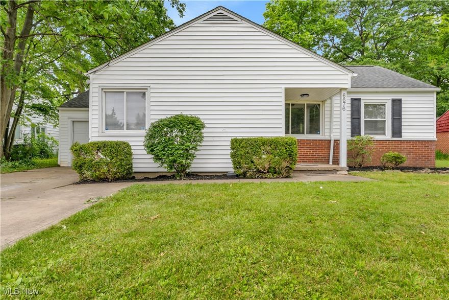 Welcome to 6676 Solon Blvd, a beautifully updated 3-bedroom, 1-bath ranch in the heart of Solon offering 1,228 square feet of stylish, single-level living with no basement to maintain. This home features a fully renovated kitchen with quartz countertops, stainless steel appliances, shaker cabinetry, and a classic subway tile backsplash, opening to a bright dining area and spacious living room with refinished hardwood floors. The remodeled bathroom boasts a new vanity, updated fixtures, and a tiled tub surround. Enjoy the versatile enclosed sunroom, perfect for a home office or playroom, and relax under the covered back patio overlooking a generous backyard. Major updates include a brand-new furnace and hot water tank (2025), roof (2012), vinyl windows, and an attached garage. Located in the award-winning Solon School District with easy access to shopping, parks, and highways, this move-in-ready home offers comfort, convenience, and lasting value.